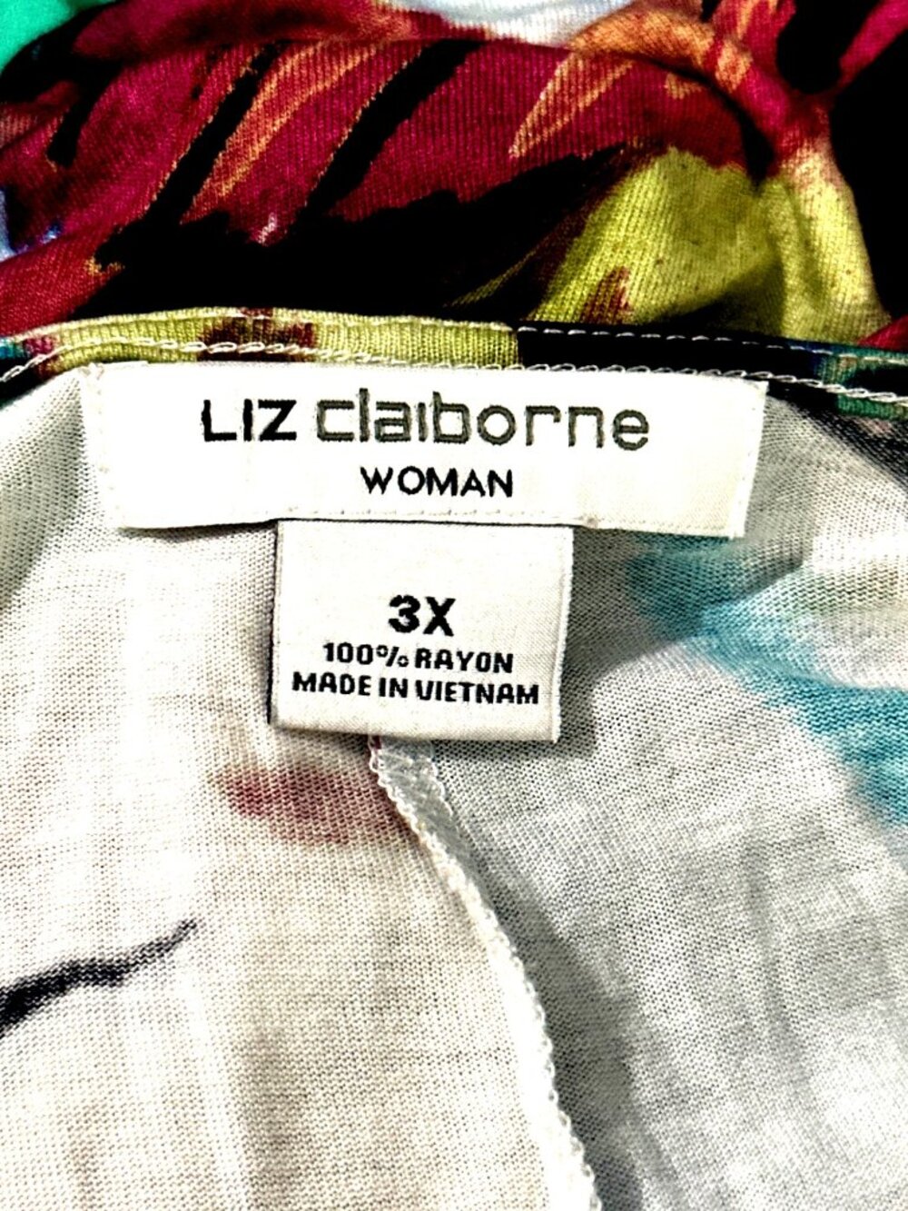 Liz Claiborne Plus Size 3X Bright Floral Print Dress Loose Fit Vibrant Colors - Picture 6 of 9